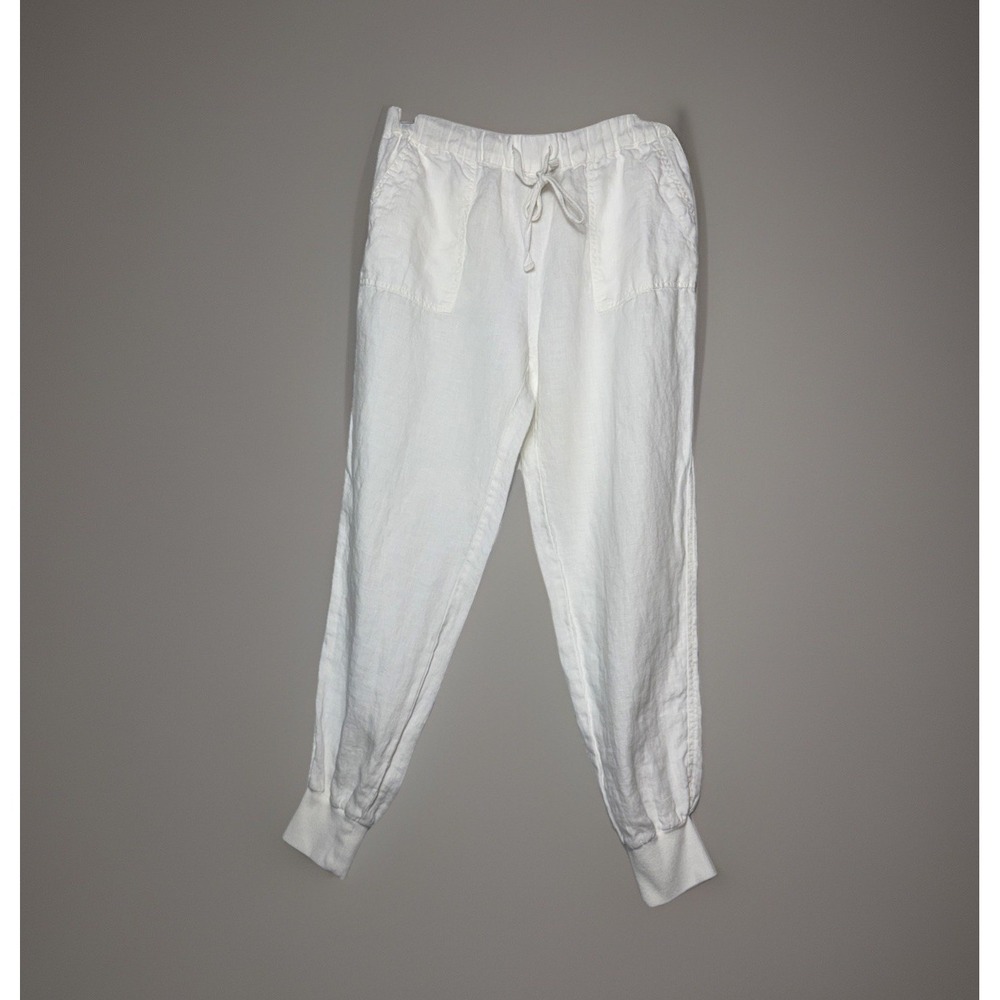 Joie 100% Linen Women's Jogger Pants Size XS White Drawstring Beachy Preppy
